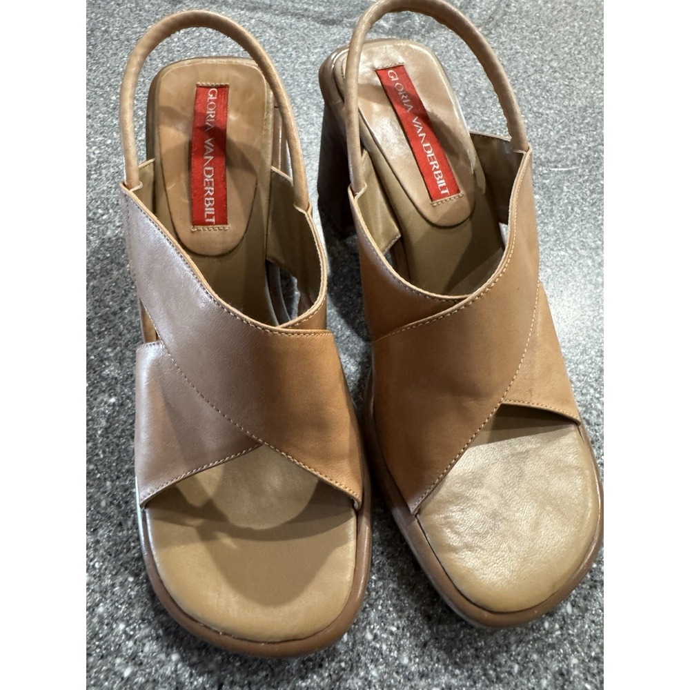 Vintage Y2K GLORIA VANDERBILT  Brown CHUNKY HEEL 6.5 EUC SB17